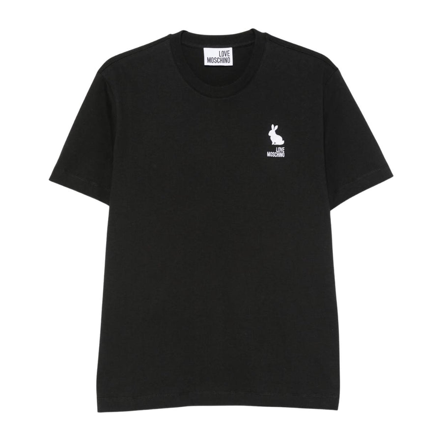 Love Moschino Embroidered Logo Black T-Shirt