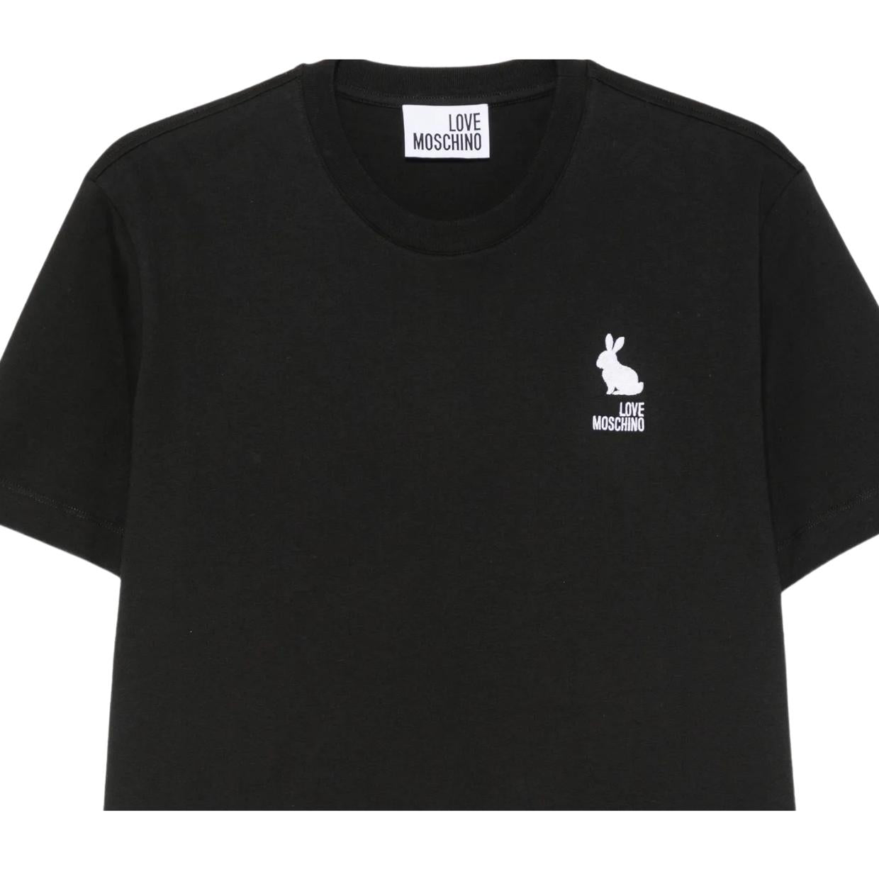 Love Moschino Embroidered Logo Black T-Shirt