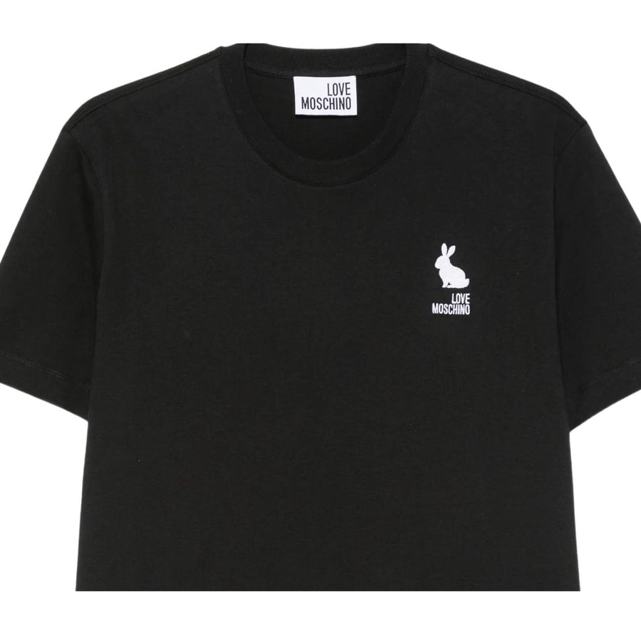 Love Moschino Embroidered Logo Black T-Shirt