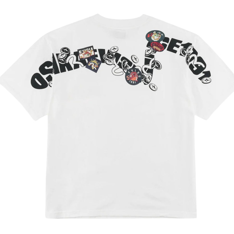 EVISU Printed Multi Badge Fortune Daicock Off White T-Shirt