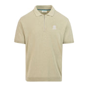 Sandbanks Logo Badge Stone Half Zip Knitted Polo Shirt