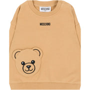 Moschino Baby Teddy Bear Patch Beige Sweatshirt