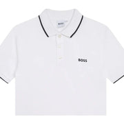 BOSS Kids Contrast Logo White Polo Shirt