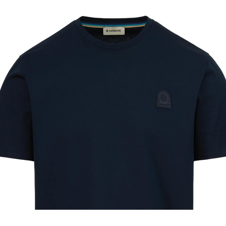Sandbanks Rubberised Badge Logo Navy T-Shirt