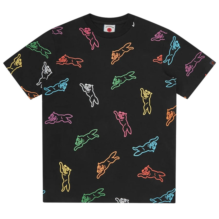 ICECREAM All-Over Running Dog Black T-Shirt