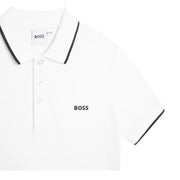 BOSS Kids Contrast Logo White Polo Shirt