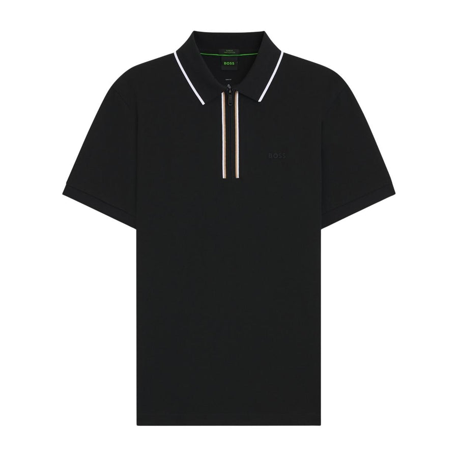 BOSS Philix GOC Stretch Cotton Slim Fit Black Polo Shirt