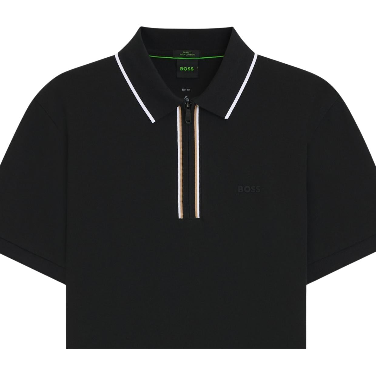 BOSS Philix GOC Stretch Cotton Slim Fit Black Polo Shirt