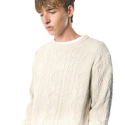 Pretty Green Marlybone Paisley Cable Knit Stone Sweatshirt