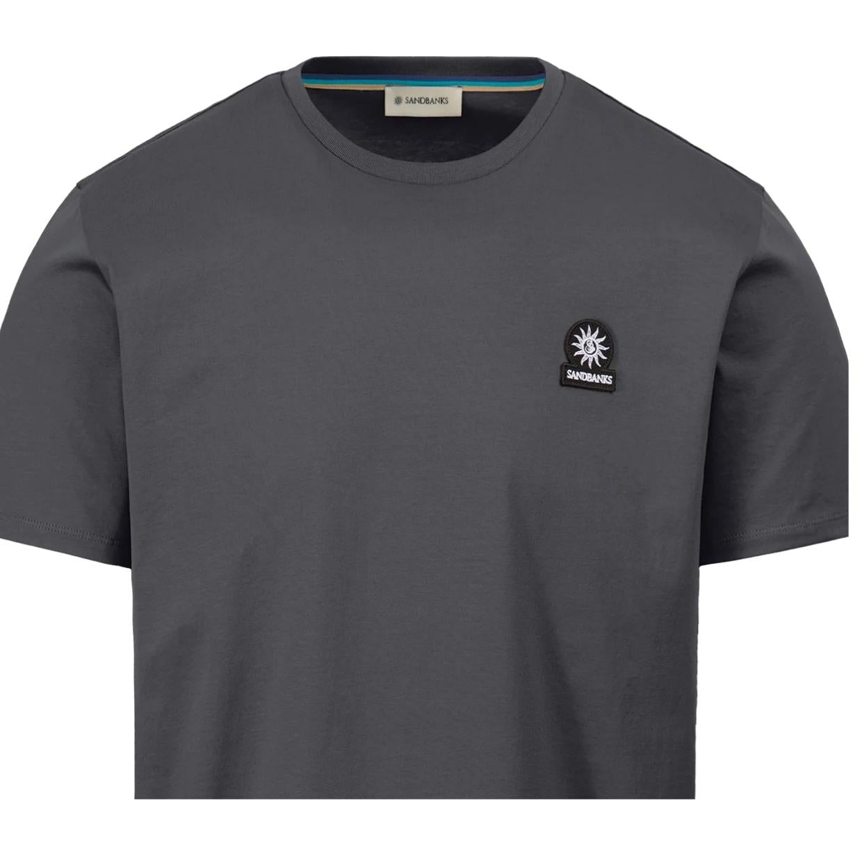 Sandbanks Logo Badge Slim Fit Anthracite Grey T-Shirt