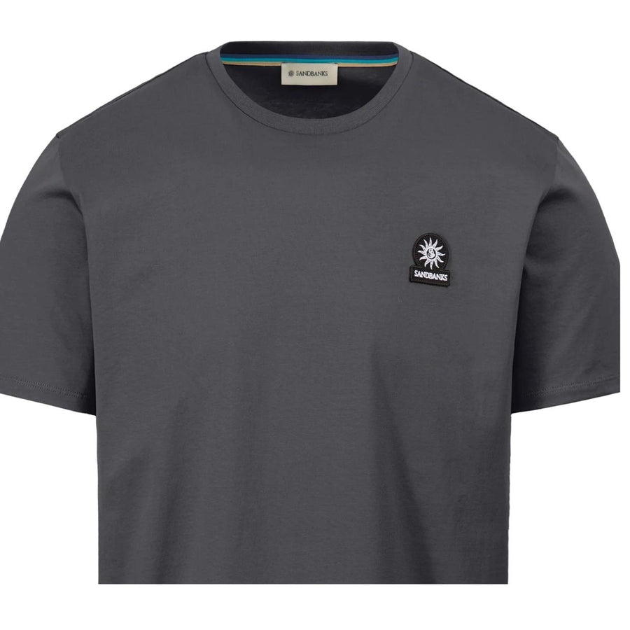 Sandbanks Logo Badge Slim Fit Anthracite Grey T-Shirt
