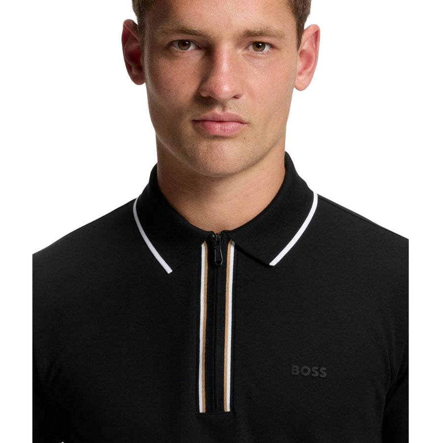 BOSS Philix GOC Stretch Cotton Slim Fit Black Polo Shirt