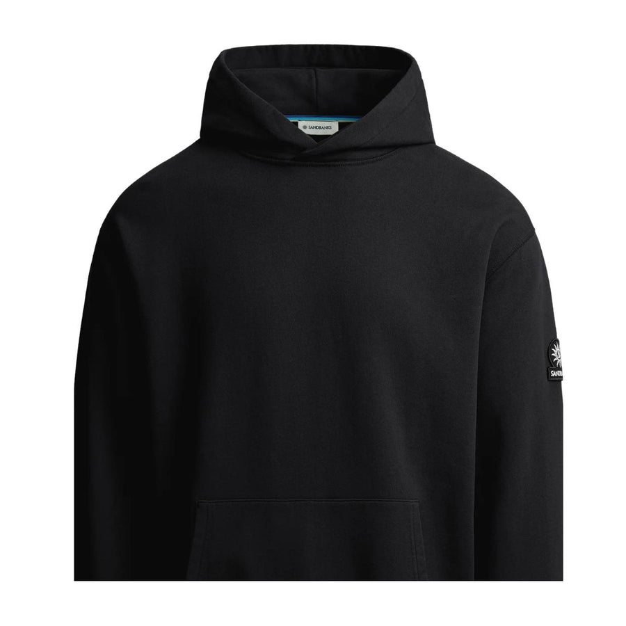 Sandbanks Badge Logo Relaxed Fit Black Hoodie