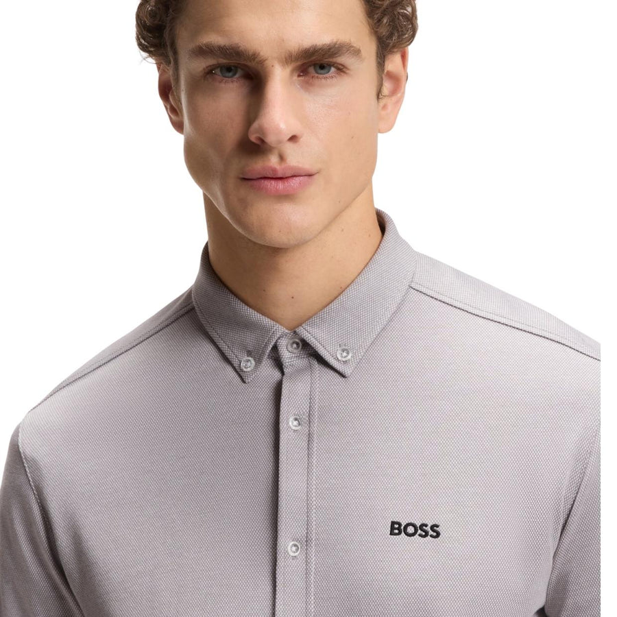 BOSS Embroidered Logo Motion Regular Fit Grey Shirt