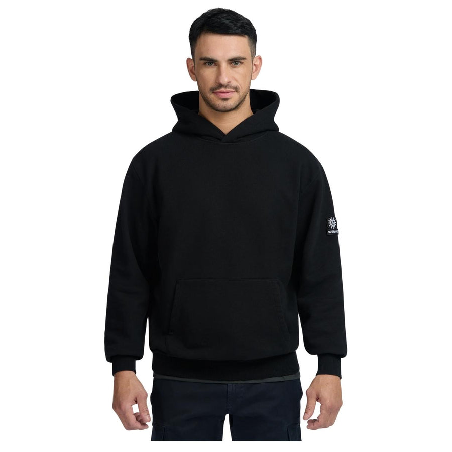 Sandbanks Badge Logo Relaxed Fit Black Hoodie