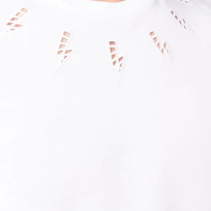 Neil Barrett Broderie Anglaise Collar Bolt White T-Shirt