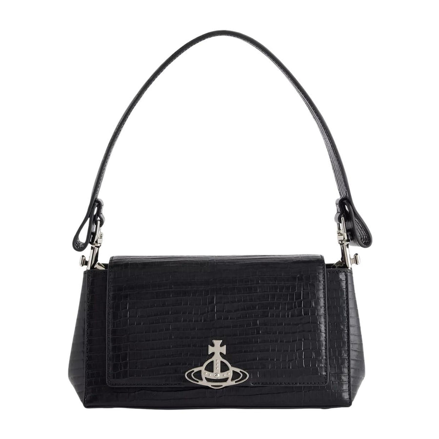 Vivienne Westwood Hazel Medium Black Croc Handbag