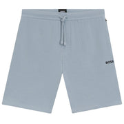 BOSS Embroidered Logo Cotton-Blend Waffle Light Blue Shorts