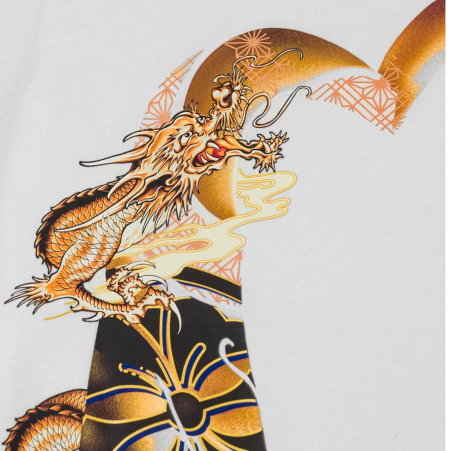 EVISU Printed Flying Dragon Daicock Off White T-Shirt