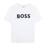 BOSS Kids Contrast Logo White T-Shirt