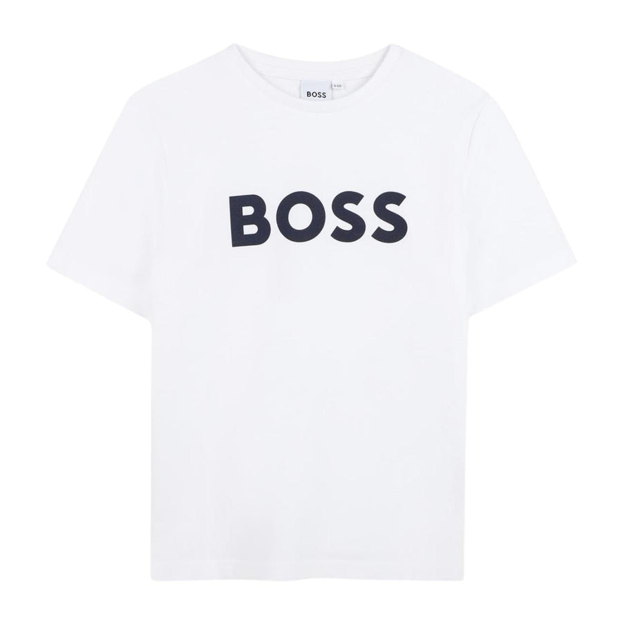BOSS Kids Contrast Logo White T-Shirt