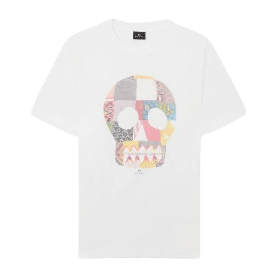 Paul Smith Fabric Skull Print Regular Fit White T-Shirt
