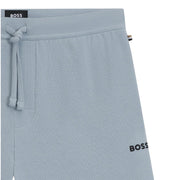 BOSS Embroidered Logo Cotton-Blend Waffle Light Blue Shorts