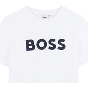 BOSS Kids Contrast Logo White T-Shirt