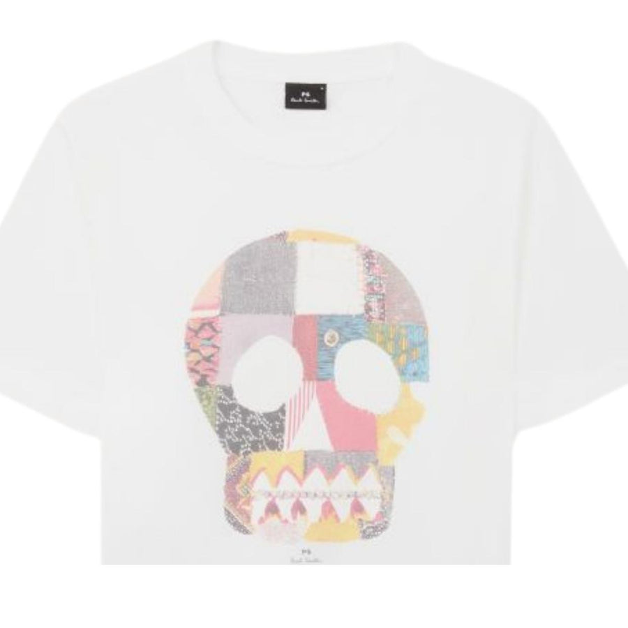 Paul Smith Fabric Skull Print Regular Fit White T-Shirt