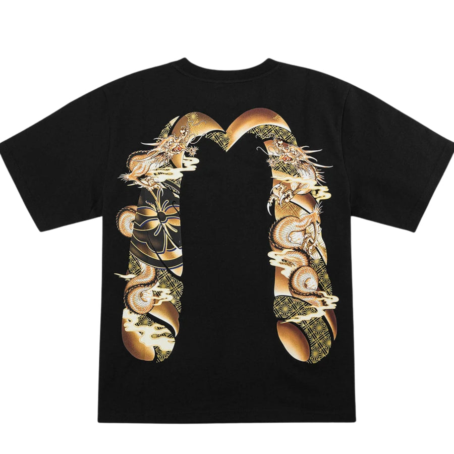 EVISU Printed Flying Dragon Daicock Black T-Shirt