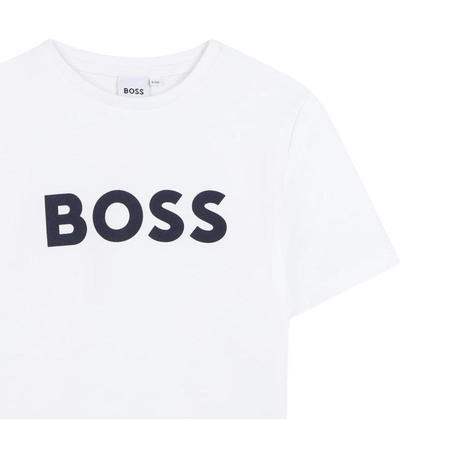 BOSS Kids Contrast Logo White T-Shirt