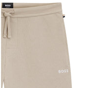 BOSS Embroidered Logo Cotton-Blend Waffle Light Beige Shorts