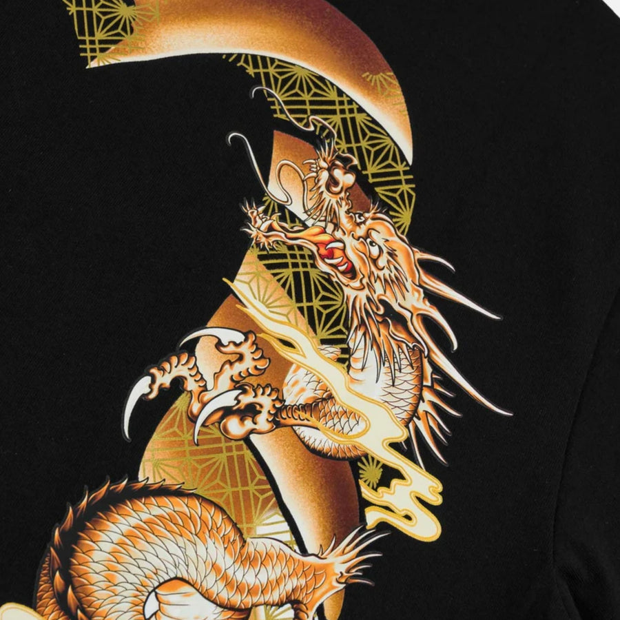 EVISU Printed Flying Dragon Daicock Black T-Shirt