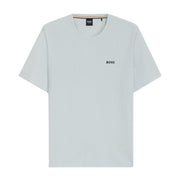 BOSS Embroidered Logo Cotton-Blend Waffle Light Blue T-Shirt