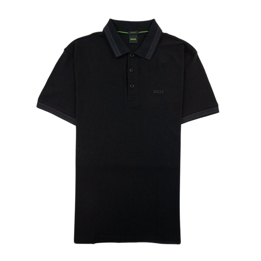 BOSS Paddy Cotton Pique Black Polo Shirt