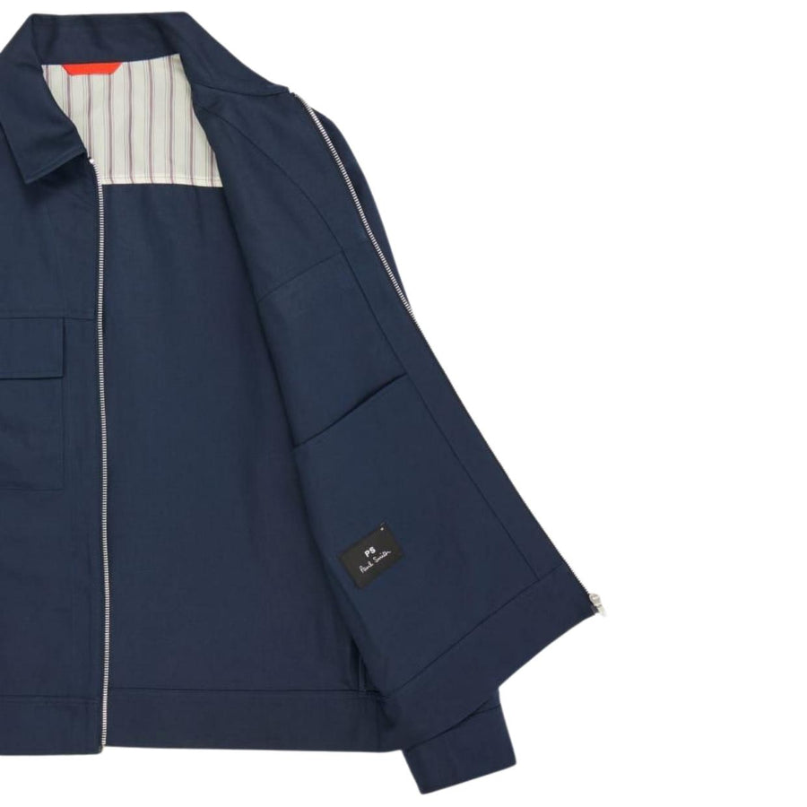 Paul Smith Regular Fit Cotton Linen Navy Overshirt