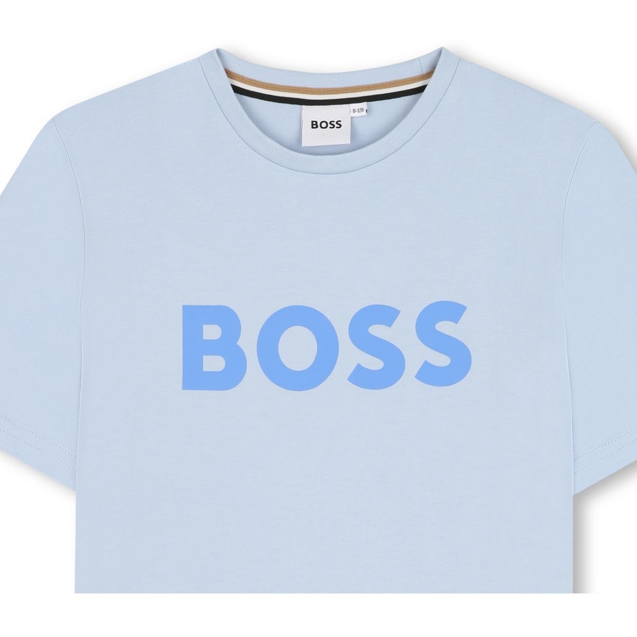 BOSS Kids Printed Logo Persian Blue T-Shirt