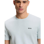 BOSS Embroidered Logo Cotton-Blend Waffle Light Blue T-Shirt