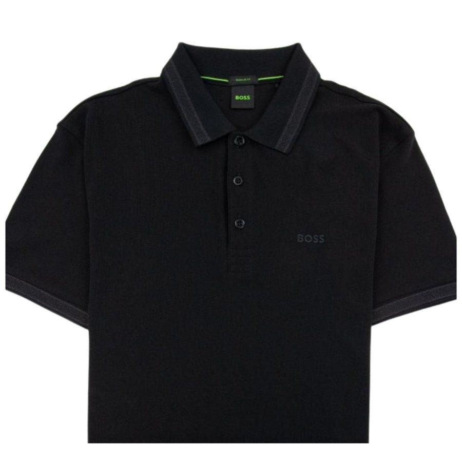 BOSS Paddy Cotton Pique Black Polo Shirt