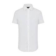 Emporio Armani Embroidered Eagle Logo White Short Sleeve Shirt