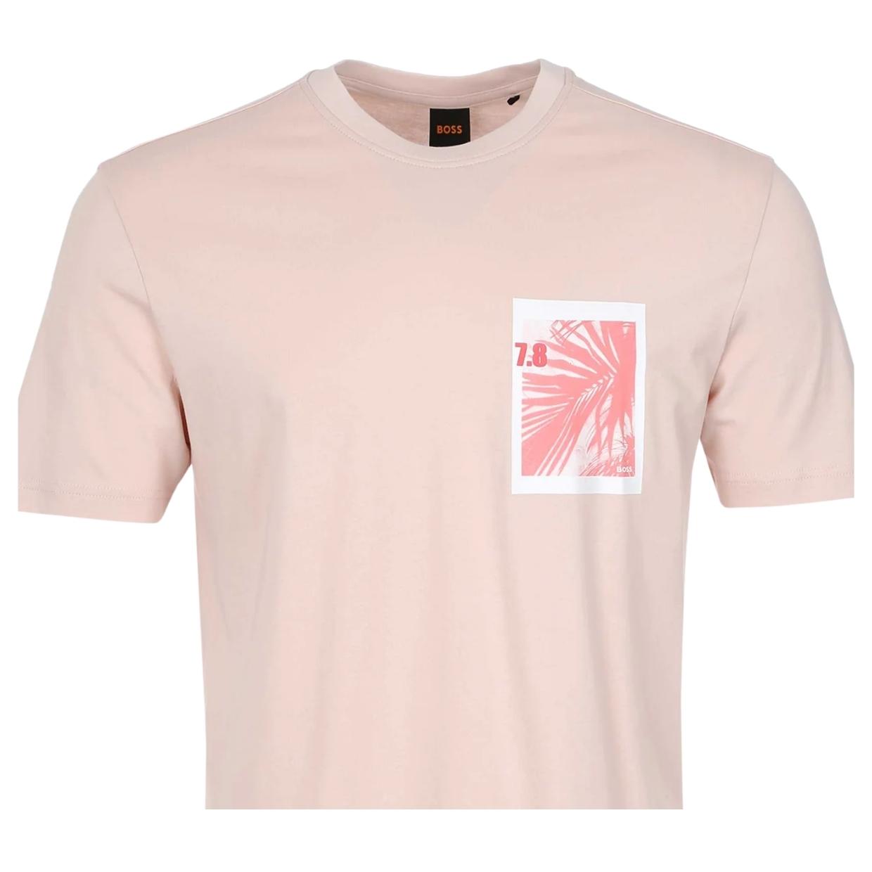 BOSS Graphic Print Cotton Jersey Pink T-Shirt