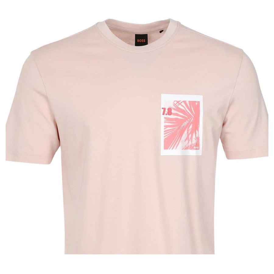 BOSS Graphic Print Cotton Jersey Pink T-Shirt