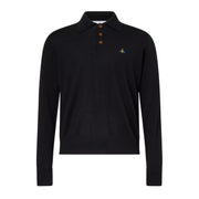 Vivienne Westwood Mark Long Sleeve Black Wool Polo Shirt