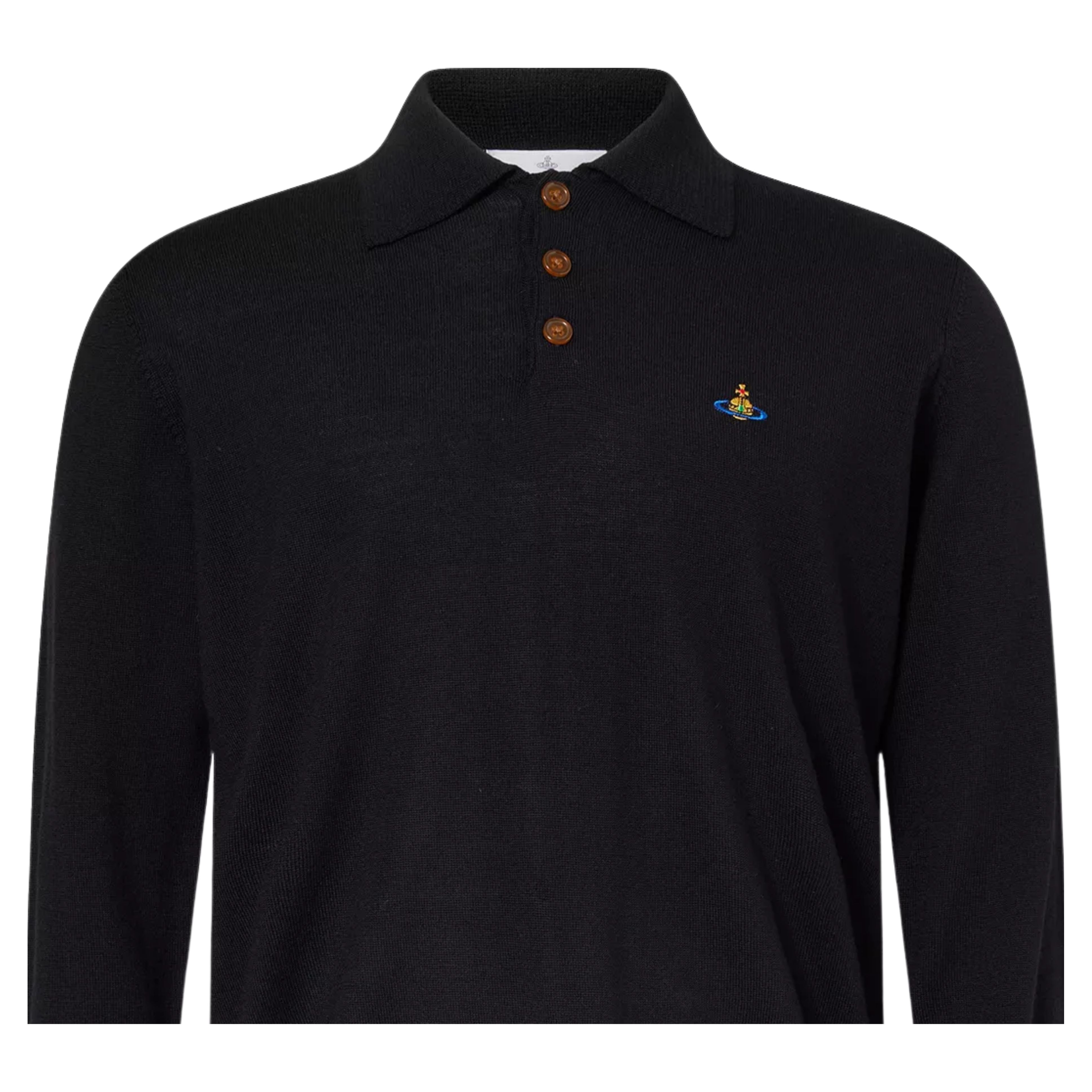 Vivienne Westwood Mark Long Sleeve Black Wool Polo Shirt