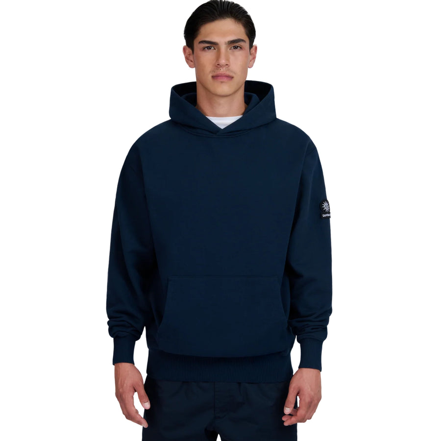 Sandbanks Badge Logo Relaxed Fit Navy Hoodie