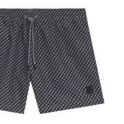 BOSS Logo Badge Micro Print Grey Swim Shorts