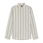 BOSS Regular Fit Linen Grey Stripes Shirt