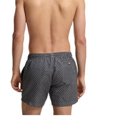BOSS Logo Badge Micro Print Grey Swim Shorts