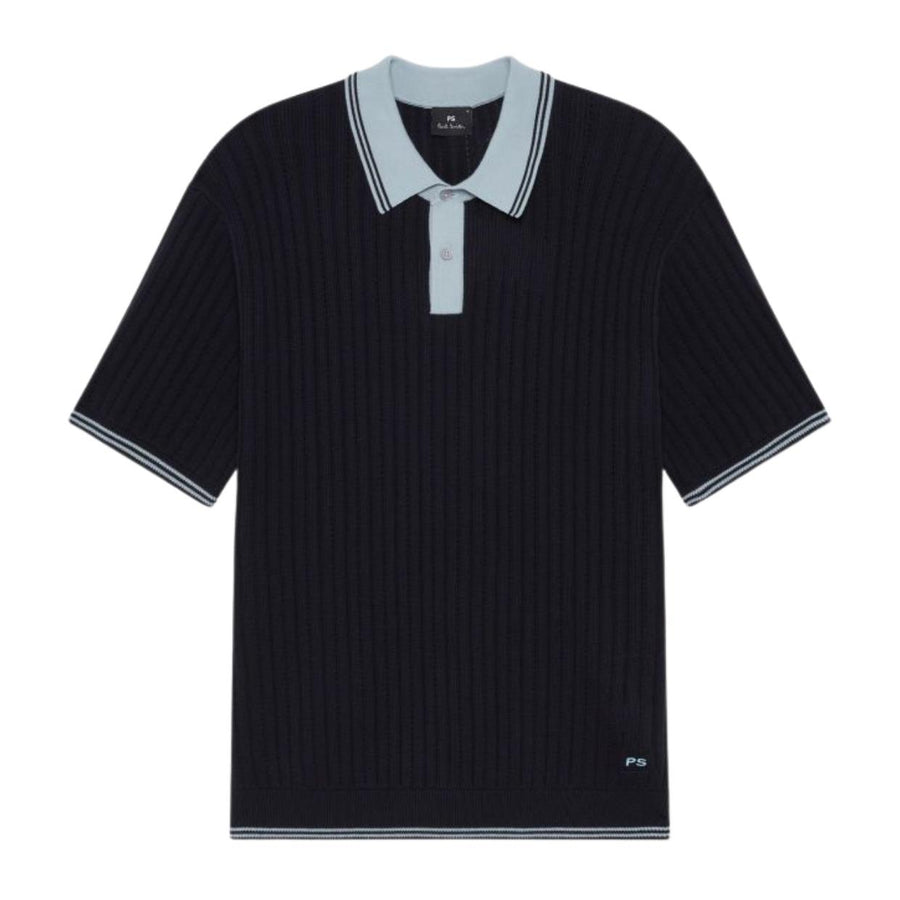 Paul Smith Regular Fit Short Sleeve Blue Sweater Polo Shirt