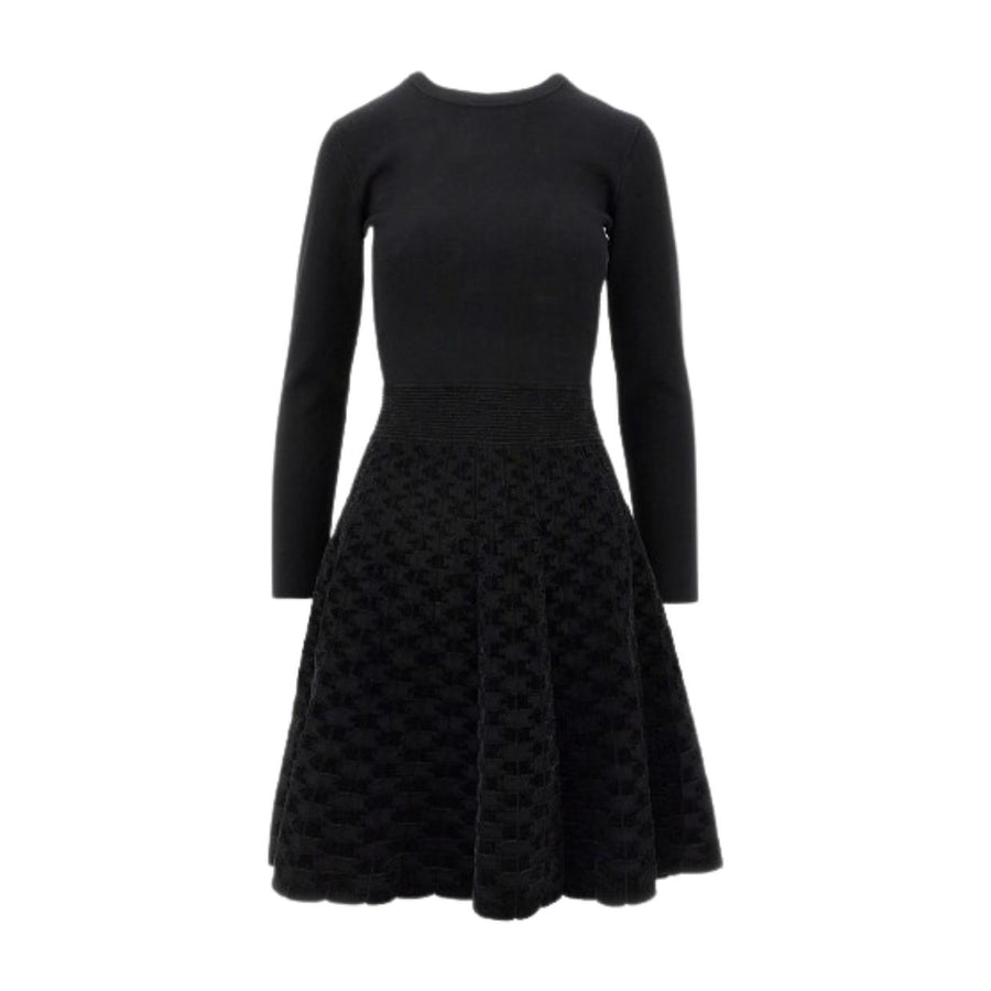 Emporio Armani Black Jacquard Pattern Flared Dress Emporio Armani Black Jacquard Pattern Flared Dress